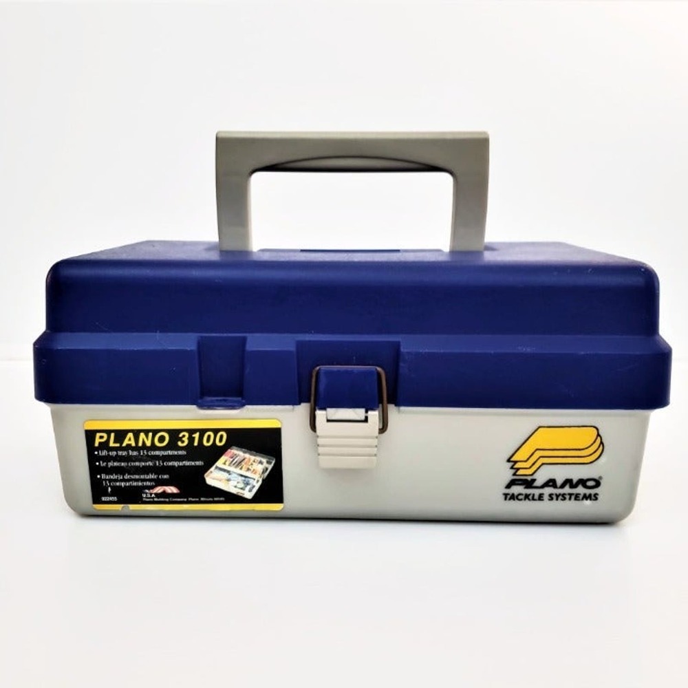 Plano Tackle Box Model 3100 Vintage Single Tray Blue and Grey